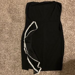 Black tube top body con dress w/ side slit- FTF